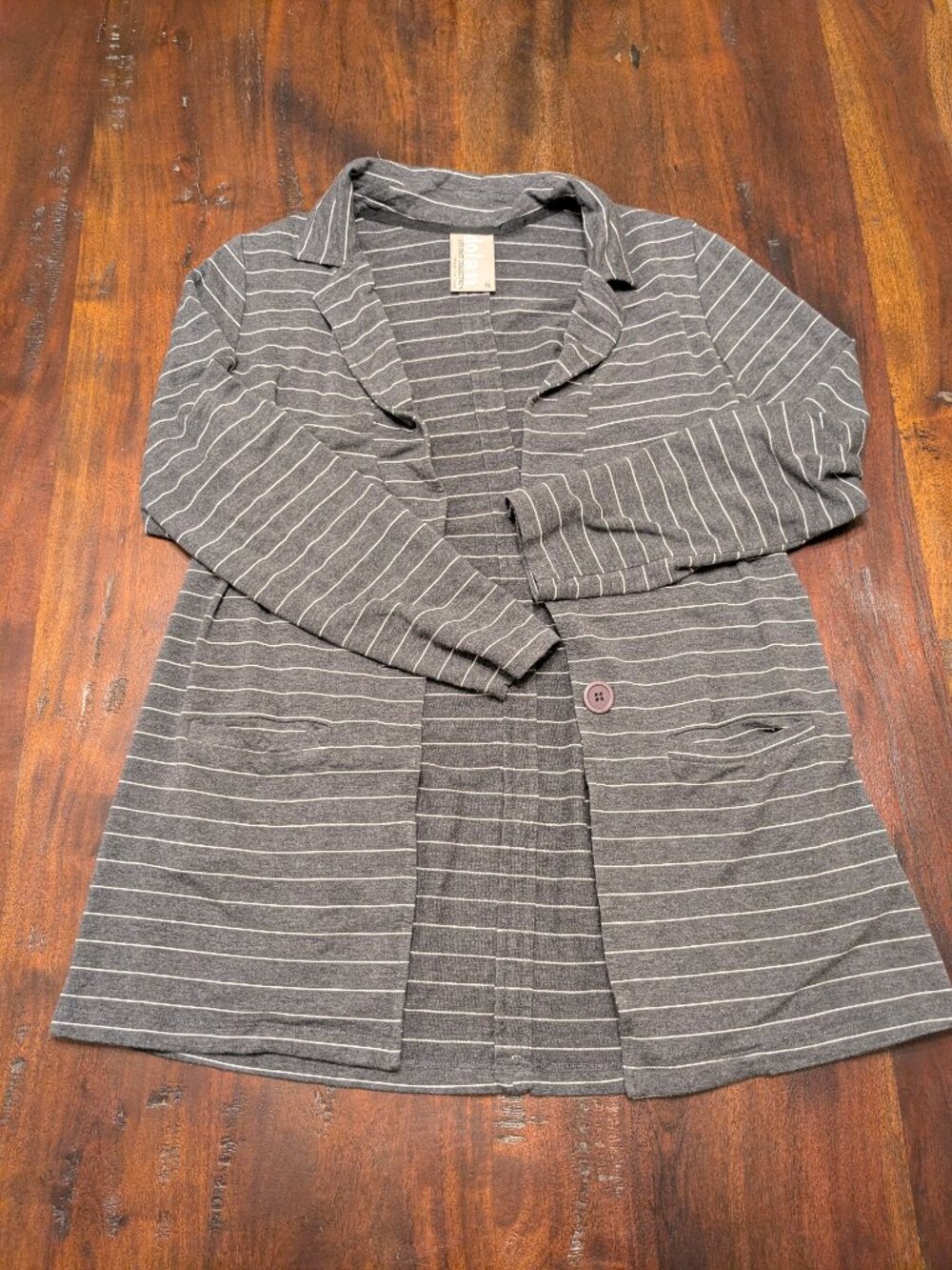 Dolan Left Coast Collection Gray Striped Knit Button Cardigan Blazer XL